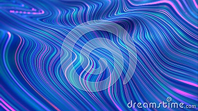 Art simulation of high-tech nano forms. Stream of wavy strings in information field Cartoon Illustration