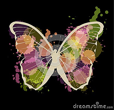 Art sketched colorful butterfly symbol in vector Vector Illustration