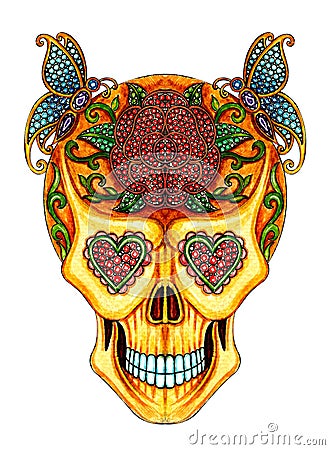 Art skull day of the dead festival. Stock Photo