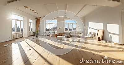 The Art and Strategy of Renovating a Large Apartment. Generative AI Stock Photo