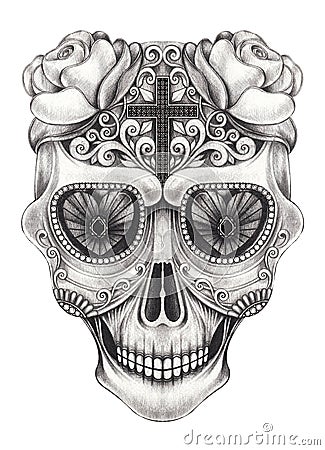 Art Sugar Skull Day of the dead. Stock Photo