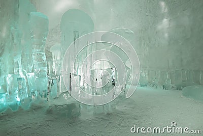 Art Suite, individually themed and hand carved by an artist in the Ice Hotel 365 in Jukkasjarvi in Sweden Editorial Stock Photo