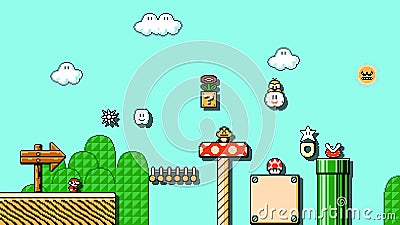 Art of Super Mario Bros 3 classic video game, pixel design vector illustration Vector Illustration