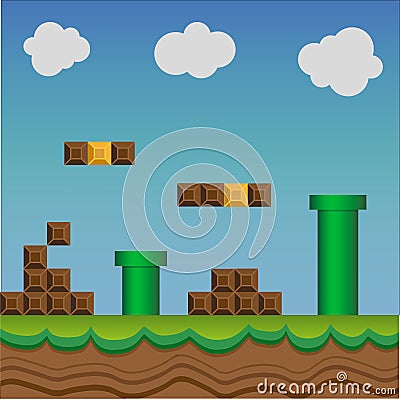 Art of Super Mario Bros classic video game. Vector illustration. EPS 10. Vector Illustration