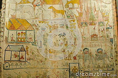 Art Thai, Mural mythology buddhist religion on wall Editorial Stock Photo