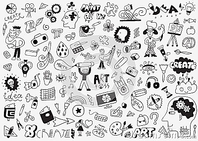 Art tools - doodles , pencil drawings,design element set Vector Illustration