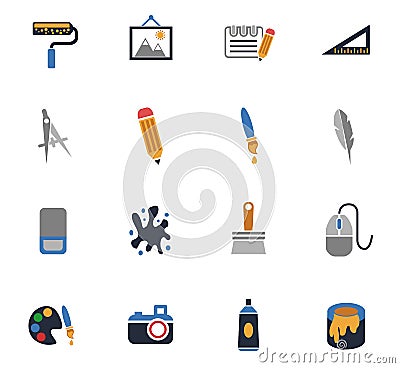 Art tools icon set Vector Illustration