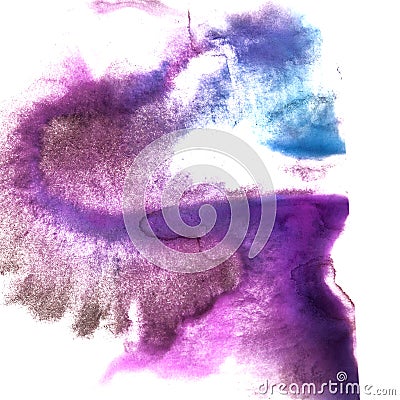 art Violet, dark blue watercolor ink paint blob watercolour spla Stock Photo