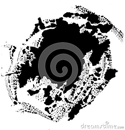 Art of Watercolor. Abstract black blot on white background in ink style. Ink drop. Gray color. Abstract background Cartoon Illustration