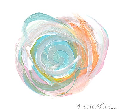 Art Watercolor and Acrylic circle smear blot. Abstract texture color stain on white background Stock Photo