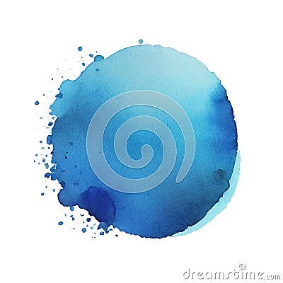 Art watercolor blue circle paint blotch isolated on white background for Valentine day or wedding clipping path. Transparent png. Stock Photo