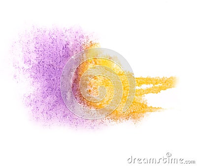 Art watercolor yellow, purple ink paint blob Stock Photo