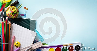 Art welcome Back To School Banner; School Supplies Tumblr Stock Photo