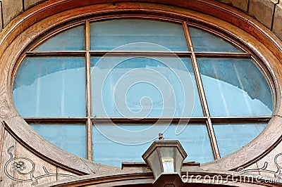 Art window of an old building in Ivano-Frankivsk Ukraine Stock Photo