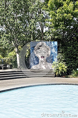 Marilyn Monroe Image at Modernist Garden Hamilton Gardens New Zealand NZ Editorial Stock Photo