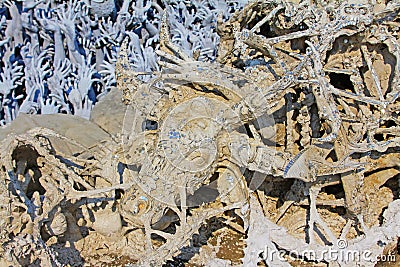 Art Work In Wat Rong Khun White Temple, Chiang Rai, Thailand Editorial Stock Photo