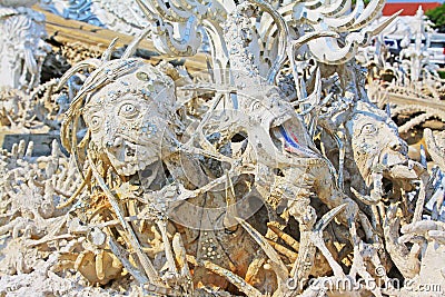 Art Work In Wat Rong Khun White Temple, Chiang Rai, Thailand Editorial Stock Photo