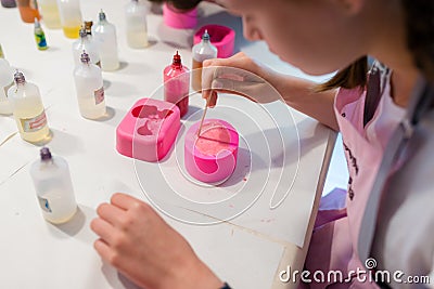 Art workshops for children - preparing handmade soap Stock Photo