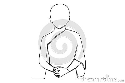 A monk stands with his arms folded Vector Illustration