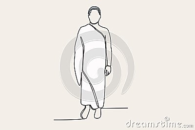Color illustration of the front view of a pilgrim Vector Illustration