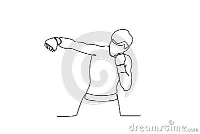 Front view of a man punching an opponent Vector Illustration