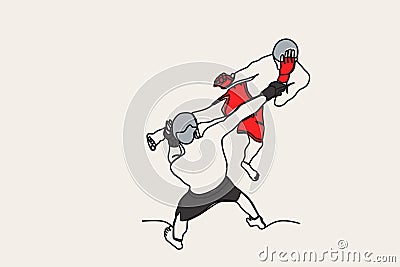 Color illustration of two men in competition Vector Illustration