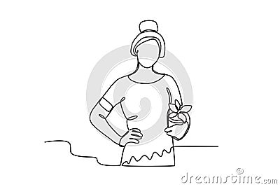 A woman posing with a flowerpot Vector Illustration