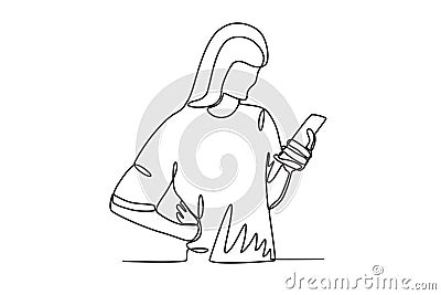 A woman addicted to social media Vector Illustration