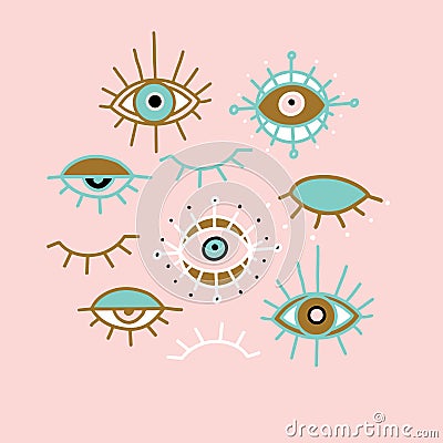 Magic evil eye circle Vector Illustration