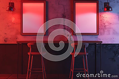 Neon mockup. Arte com IA Stock Photo