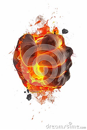 A human fire fist raised in victory Arte com IA Stock Photo