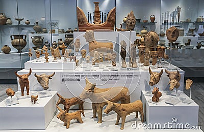 Artefacts found during archaeological excavations in Agia Triada, a Minoan settlement in Greece in the South of Crete Editorial Stock Photo