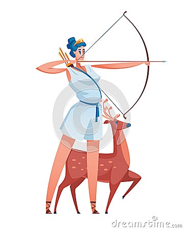 Artemis ancient greek goddess mythological deity of olympia Vector Illustration