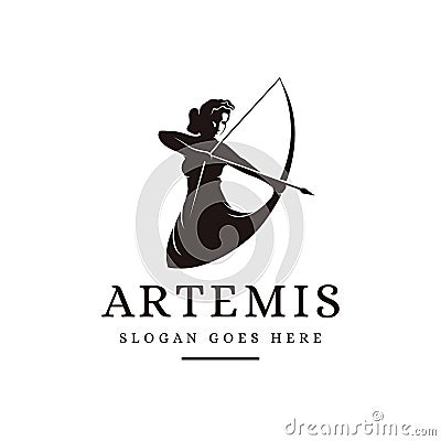 Artemis Goddess logo icon illustration vector, archer logo Vector Illustration