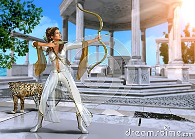 Artemis Greek Warrior Goddess of the Hunt Stock Photo