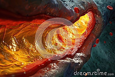 Artery clog: atherosclerosis - the cholesterol buildup in arteries, its risks, and strategies for prevention and Stock Photo