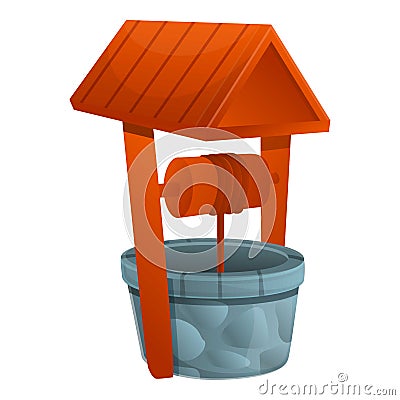 Artesian water well icon, cartoon style Vector Illustration
