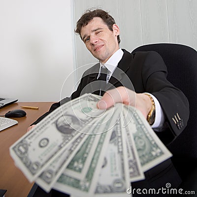 The artful businessman and money Stock Photo