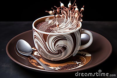 artful hot chocolate foam design in a cup Stock Photo