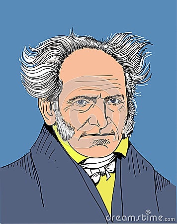 Arthur Schopenhauer portrait in line art illustration Vector Illustration