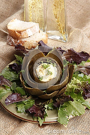 Artichoke hollandaise Stock Photo