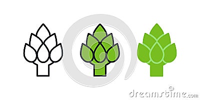 Artichoke icon. Linear color icon, contour, shape, outline isolated on white. Thin line. Modern design. Vector set Vector Illustration