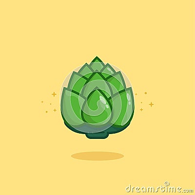 Artichoke Vector Icon Illustration. Cute Vegetable. Flat Cartoon Style Suitable for Web Landing Page, Banner, Sticker, Background Vector Illustration