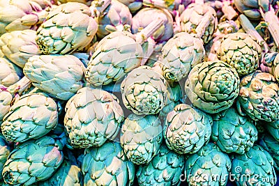 Artichokes on display Stock Photo