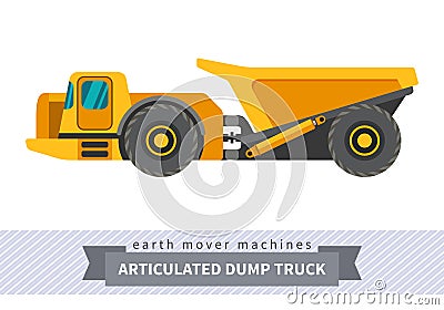 Articulated dump truck for earthwork operations Vector Illustration