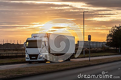 Road transport, Lorry on the road Stock Photo