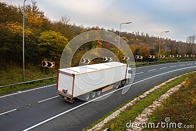 Articulated lorry on the road Stock Photo