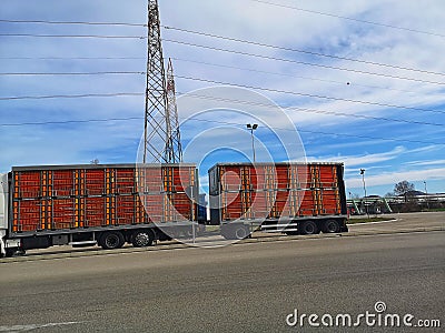 Articulated lorry for the transport of live animals Stock Photo