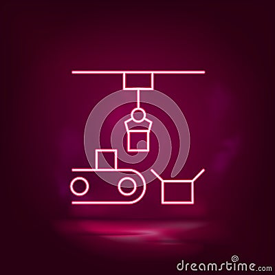 Articulated robot, conveyor robot vector neon icon. Illustration isolated vecto Stock Photo