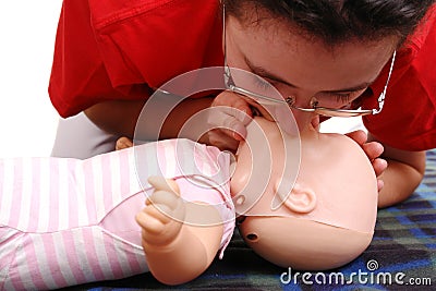 Artifical respiration demonstration Stock Photo